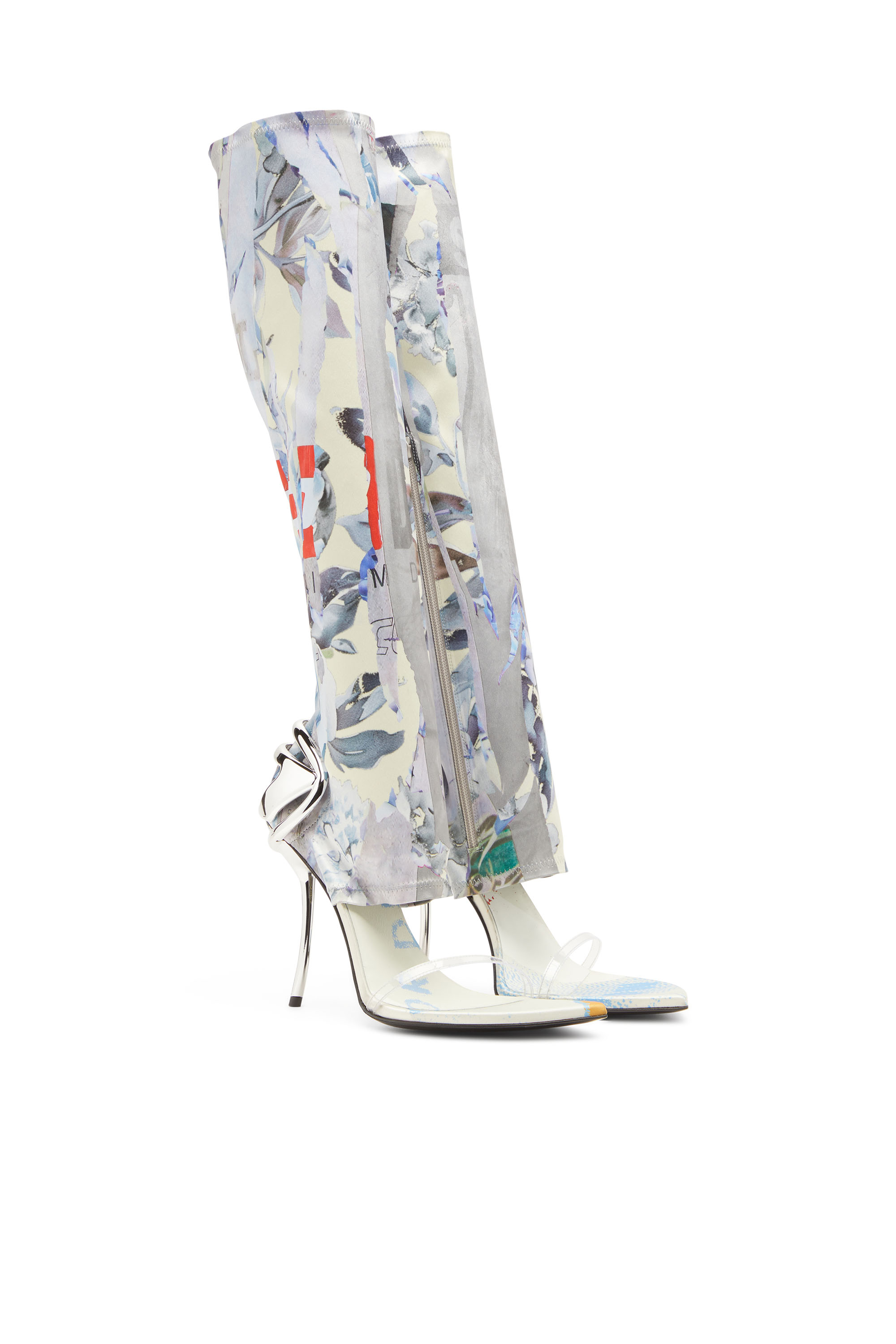 Diesel - D-TEN&HALF SDL KB, Woman's D-Ten&Half-Hybrid sandals with graphic print in White/Blue - 3